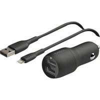 Belkin BoostCharge 24W Dual USB Car Charger with 1M Lightning Cable - Fast Charging on the Go - Store 42