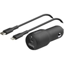 Belkin BoostCharge 37W Dual Car Charger - 25W USB-C & 12W USB-A Ports, Includes USB-C to Lightning Cable - Store 42