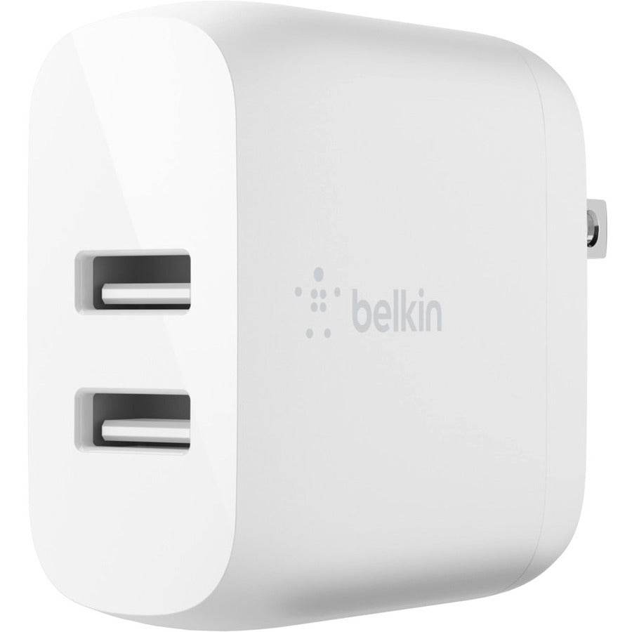 Belkin BoostCharge Dual USB-A Wall Charger 24W with 1M Lightning Cable - Fast Charge for Two Devices