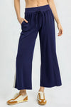 Umgee Wide-Leg Pants with Lace Trim Navy