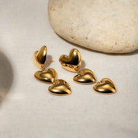 Elegant 18K Gold-Plated Stainless Steel Heart Earrings - Lightweight & Stylish - Store 42