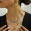 Stainless Steel Resin Necklace and Earrings Jewelry Set Gold One Size
