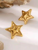 Elegant 18K Gold-Plated Stainless Steel Star Stud Earrings - Lightweight, Durable Design - Store 42