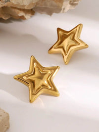 Elegant 18K Gold-Plated Stainless Steel Star Stud Earrings - Lightweight, Durable Design - Store 42