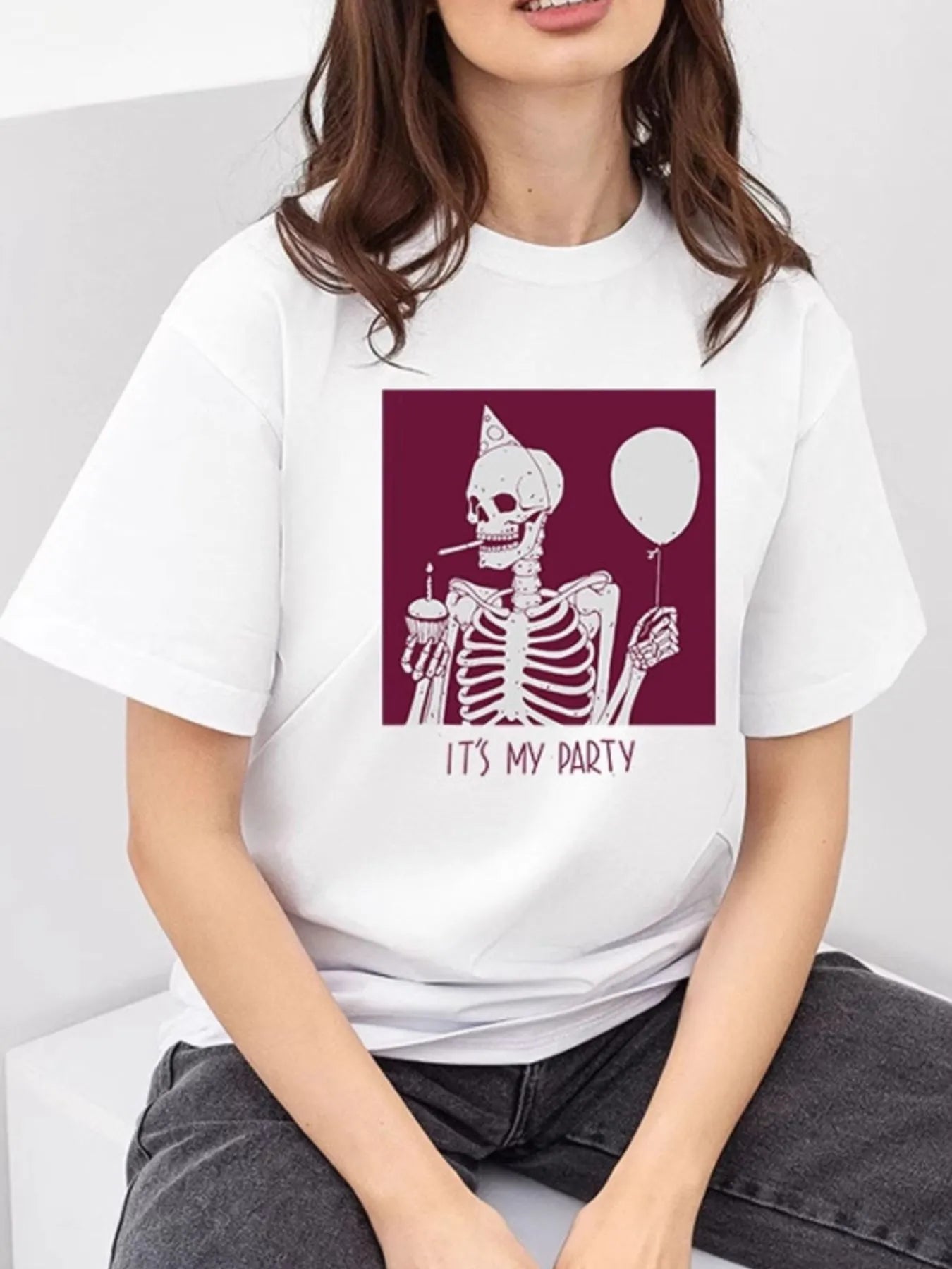 Plus Size 100% Polyester Graphic T-Shirt With Round Neck & Half Sleeves - Casual Wear