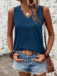 V-Neck Tank Dark Blue