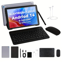 Brand C108 10.1" Octa-Core Tablet - 10GB RAM, 128GB Storage, Android 14, Complete Accessory Bundle GREY