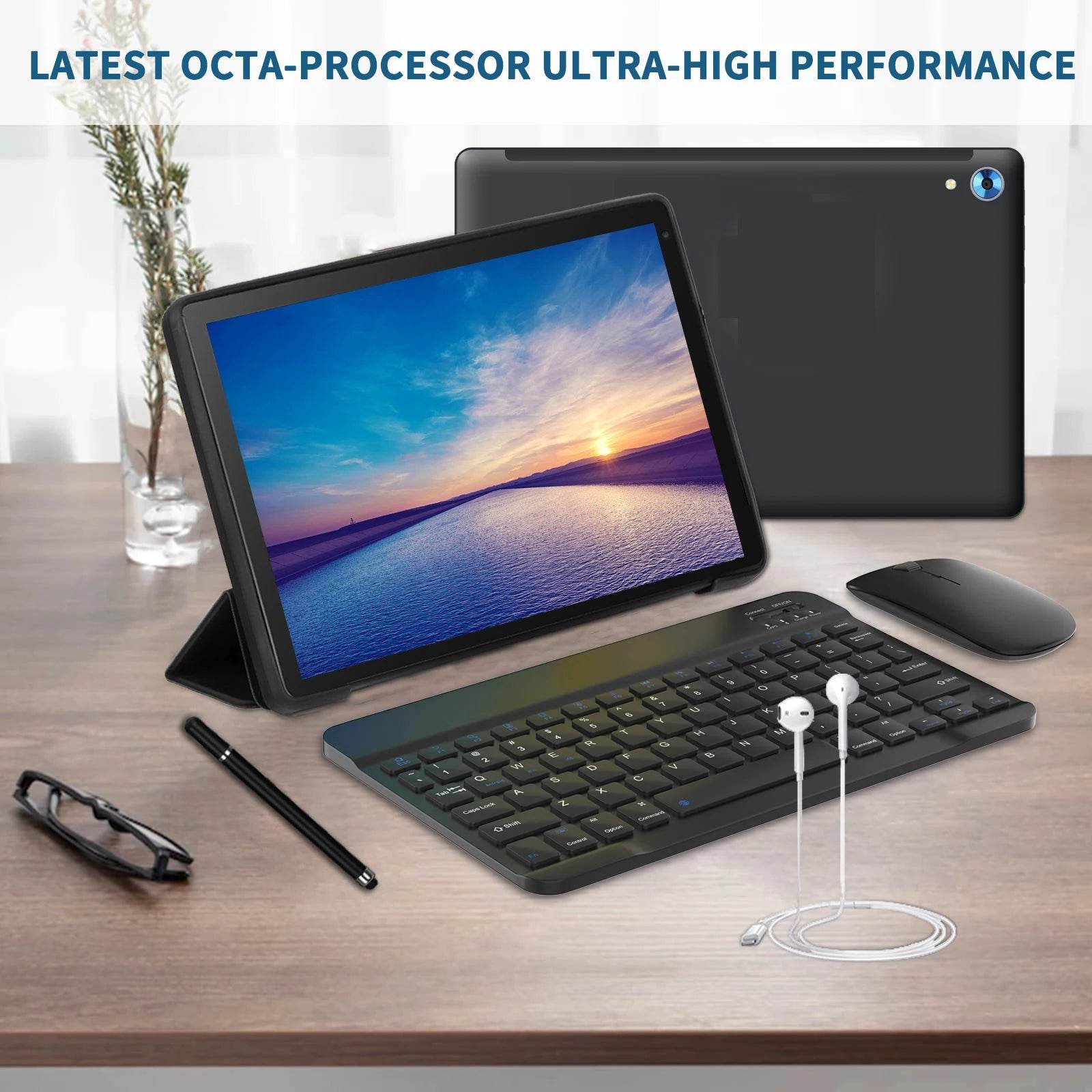 Brand C108 10.1" Octa-Core Tablet - 10GB RAM, 128GB Storage, Android 14, Complete Accessory Bundle