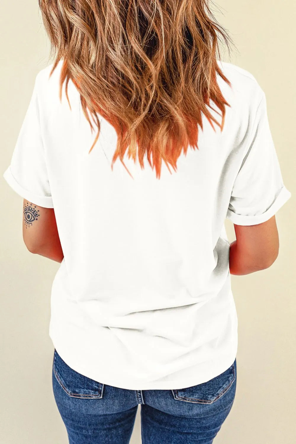 Sequin Cherry Round Neck Short Sleeve T-Shirt