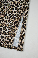 Side Slit Leopard Sleeveless Maxi Dress