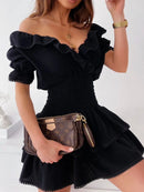 Ruffled Smocked Layered Mini Dress