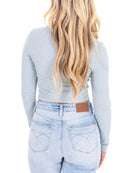 Fitted Long Sleeve T-Shirt with Bow Detail - 100% Polyester, Slightly Stretchy Style - Store 42