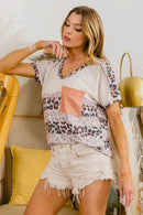 BiBi Leopard Stripe with Slub Terry Color Block T-Shirt - Store 42