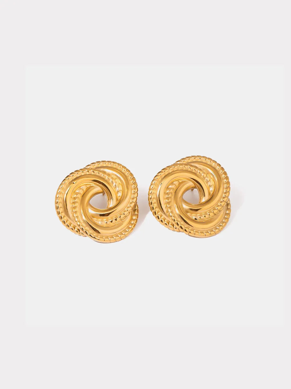 Elegant 18K Gold-Plated Stainless Steel Volution Stud Earrings for Timeless Style