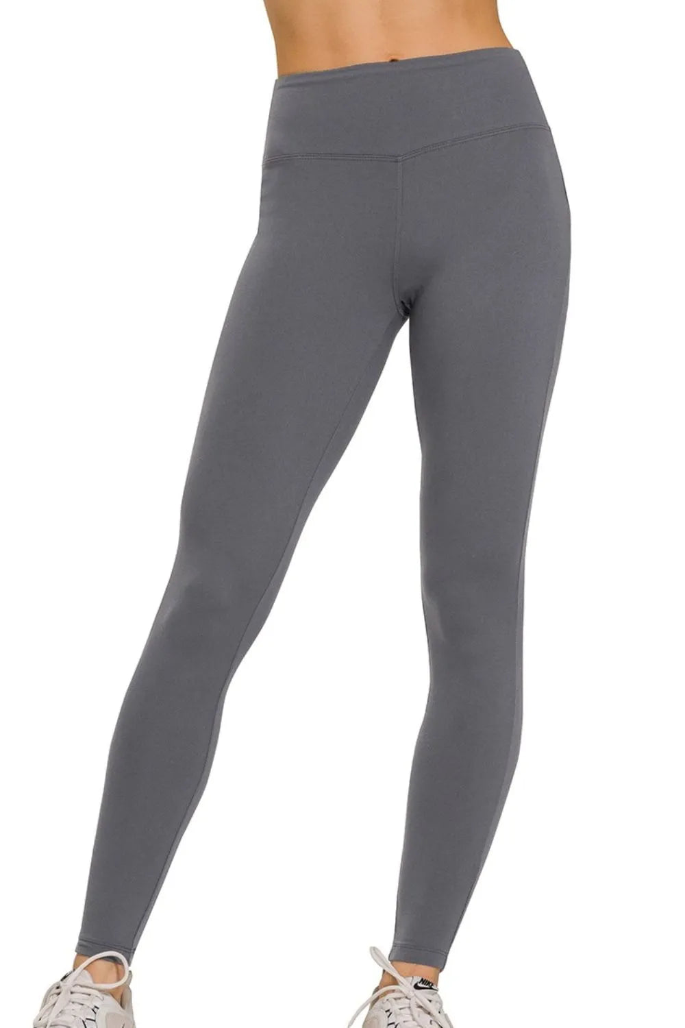 Zenana High-Rise Microfiber Waistband Leggings - Stretchy, Moisture-Wicking, Seamless Fit