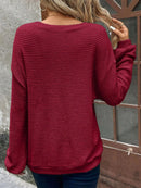 Plus Size Relaxed Fit Waffle Knit Round Neck T-Shirt