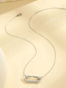 18K Gold-Plated Stainless Steel Rectangle Pendant Necklace with Zircon Accents - Store 42