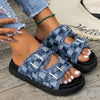 Raw Edge Checkered Cloth Buckle Sandals Medium