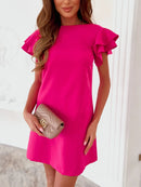 Ruffled Layered Short Sleeve Mini Dress