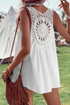 Openwork V-Neck Tank White
