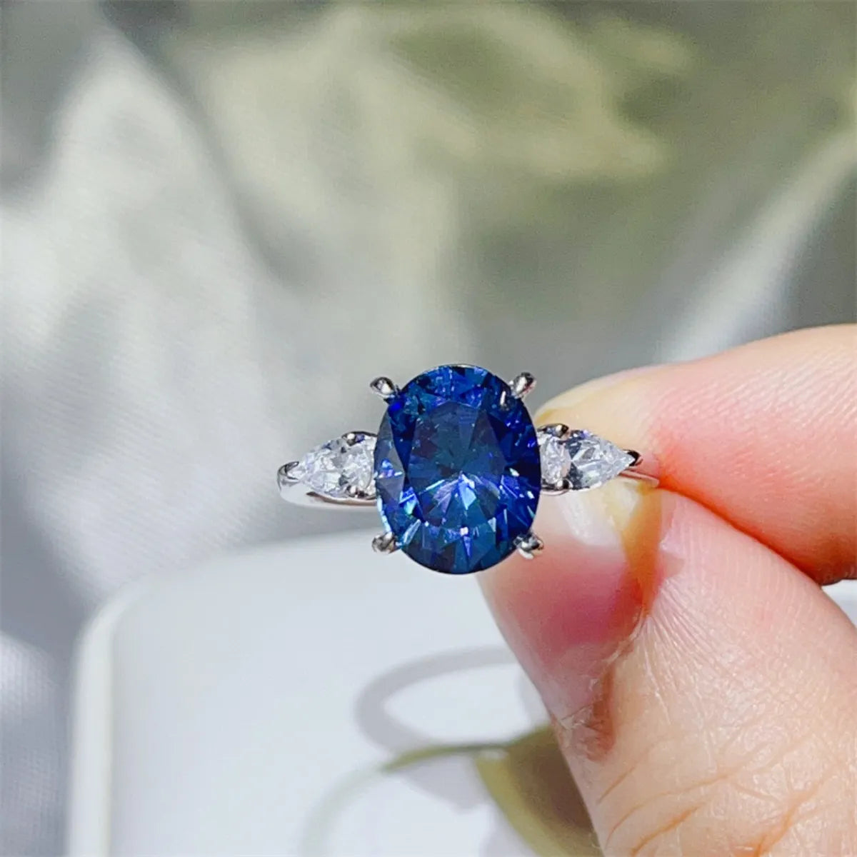 3 Carat Moissanite Ring in 925 Sterling Silver with Platinum Plating and Zircon Accents