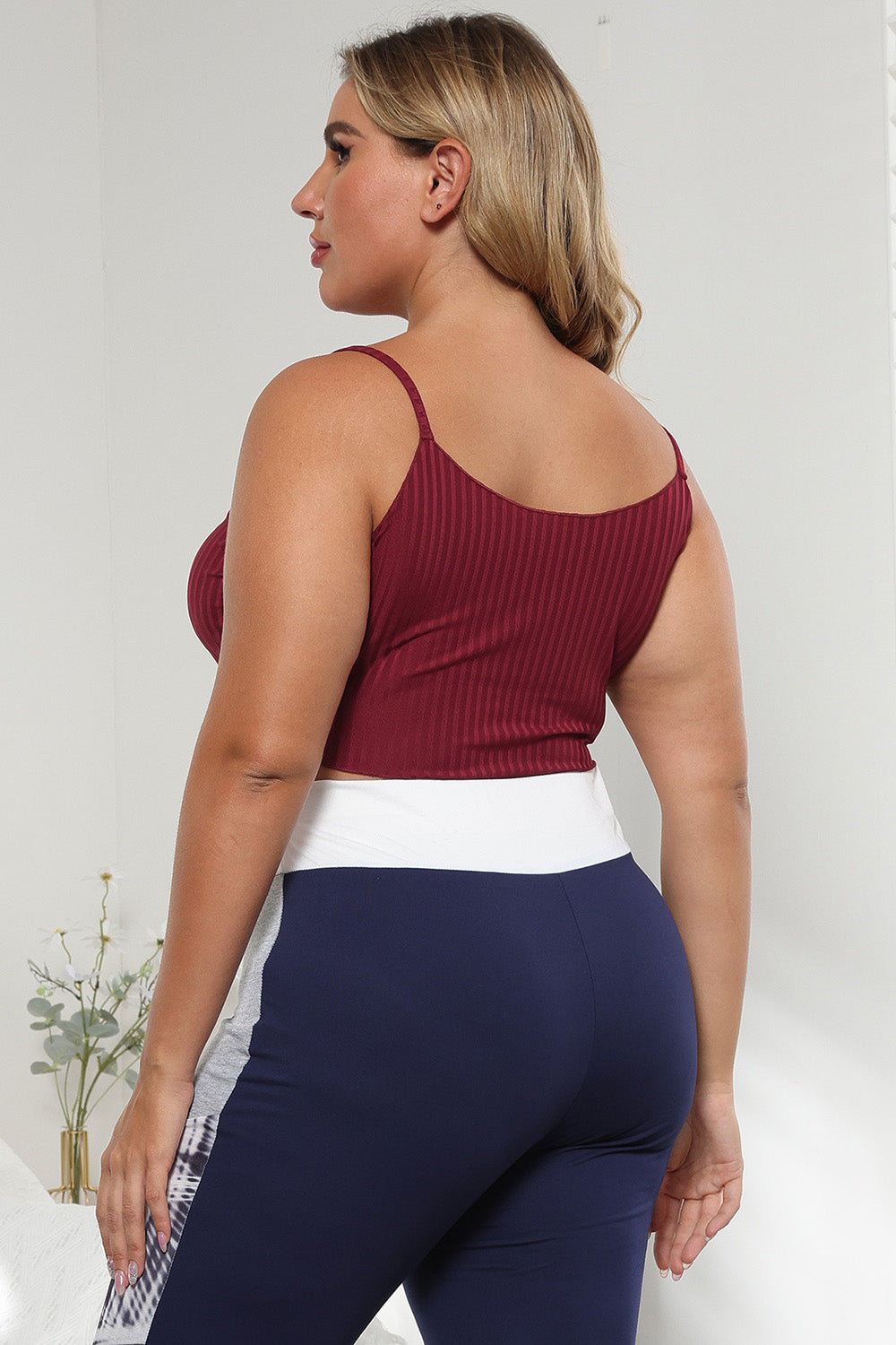 Plus Size Ribbed Spaghetti Strap Top - Opaque, Slightly Stretchy, Comfortable Fit for Every Day