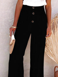 Full Size High-Waisted Textured Wide Leg Pants Plus Size - Store 42