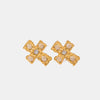 18K Gold-Plated Zircon Cross Earrings Gold White One Size