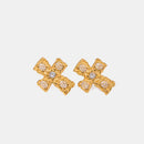 18K Gold-Plated Zircon Cross Earrings Gold White One Size