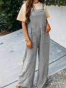 Full Size Casual Wide Leg Textured Overalls Plus Size