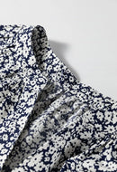 Floral Print Notched Long Sleeve Blouse
