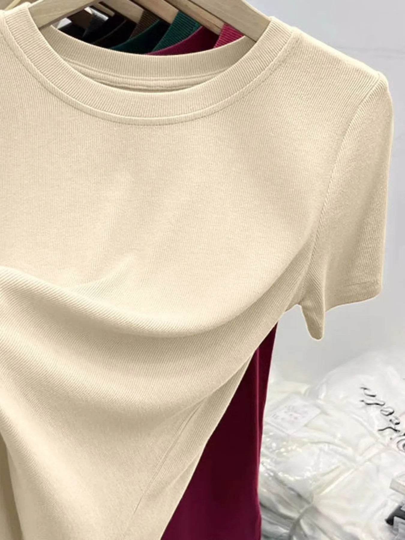 Slightly Stretchy 100% Polyester Crew Neck Short Sleeve T-Shirt for Everyday Comfort - Store 42