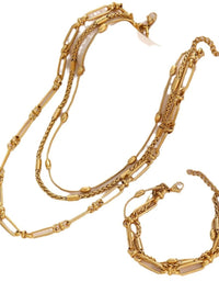 18K Gold-Plated Layered Chain Necklace and Bracelet Jewelry Set - Store 42