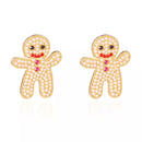 Alloy Gingerbread Man Stud Earrings