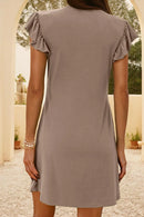 V-Neck Ruffled Cap Sleeve Dress