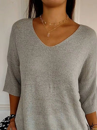 Full Size Relaxed Fit Ribbed Hem Sweater Plus Size