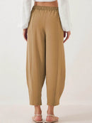 Full Size Drawstring Wide Leg Cropped Pants Plus Size - Store 42