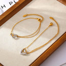 18K Gold-Plated Heart Bracelet with Extension Chain - Stylish and Durable Jewelry Accessory - Store 42