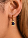 Elegant 18K Gold-Plated Stainless Steel Oval Drop Earrings with Agate and Kyanite Accents - Store 42