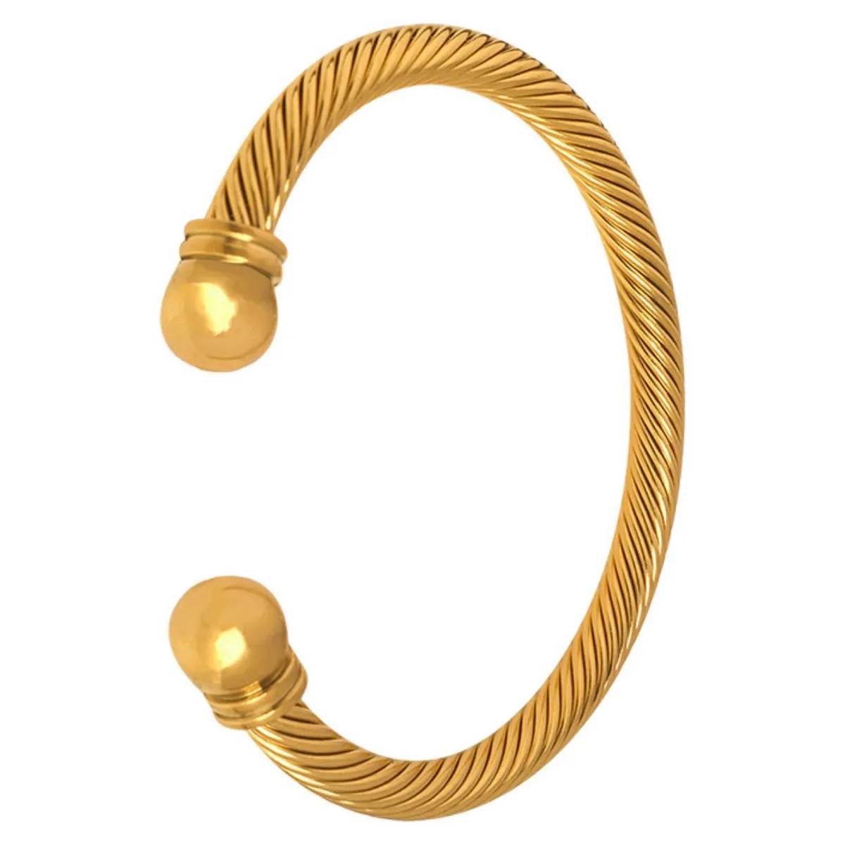 18K Gold-Plated Stainless Steel Twisted Cable Cuff Bracelet - Stylish and Durable Design - Store 42