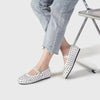 PU Leather Studded Flat Loafers White