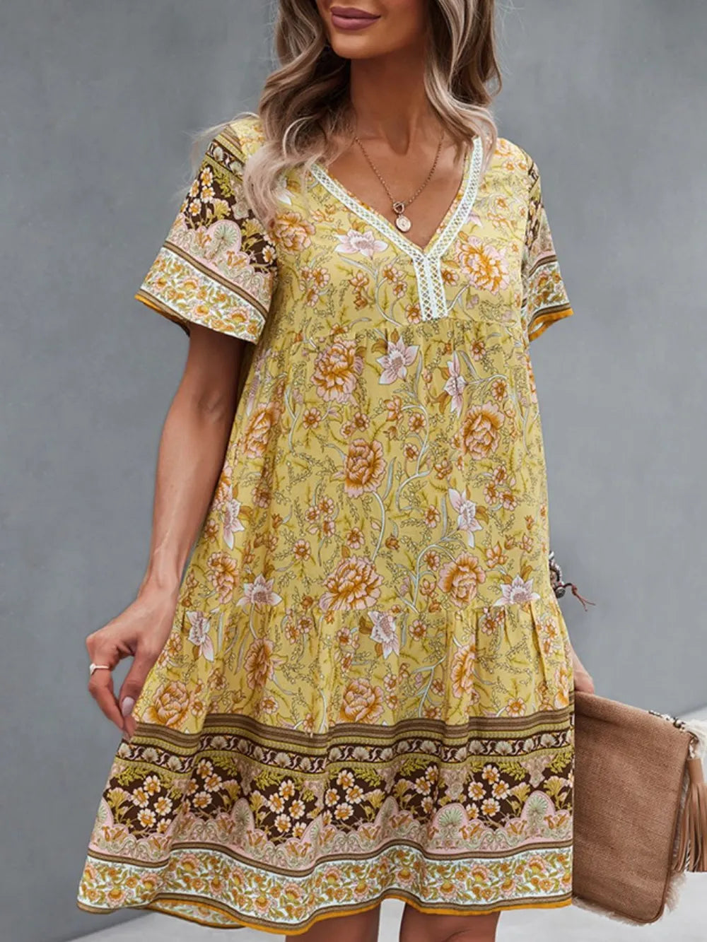 Floral Print V-Neck Summer Dress