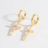 Elegant 925 Sterling Silver Zircon Cross Earrings - Platinum & 18K Gold-Plated - Store 42
