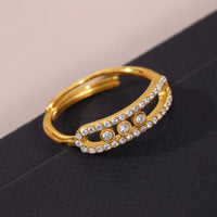 Moving Crystal Bar Necklace and Ring Jewelry Set
