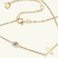 Elegant Cross Moissanite Necklace in 925 Sterling Silver with 18K Gold-Plating, 0.3 Ct - Store 42