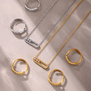 Moving Crystal Bar Necklace and Ring Jewelry Set