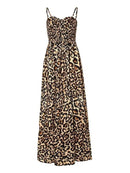 Full Size Leopard Print Spaghetti Strap Maxi Dress Plus Size - Store 42