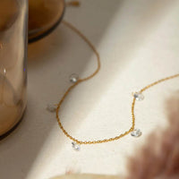 18K Gold-Plated Stainless Steel Rhinestone Charm Necklace with Extension Chain - Store 42