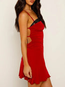 Lace Detail Backless Mini Cami Dress