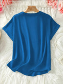 Casual Notched Short Sleeve Blouse